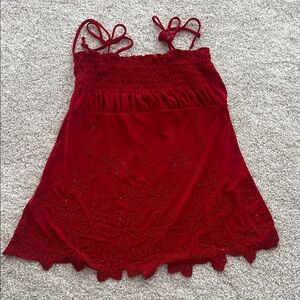 Body Central Red Floral top with beading on the front